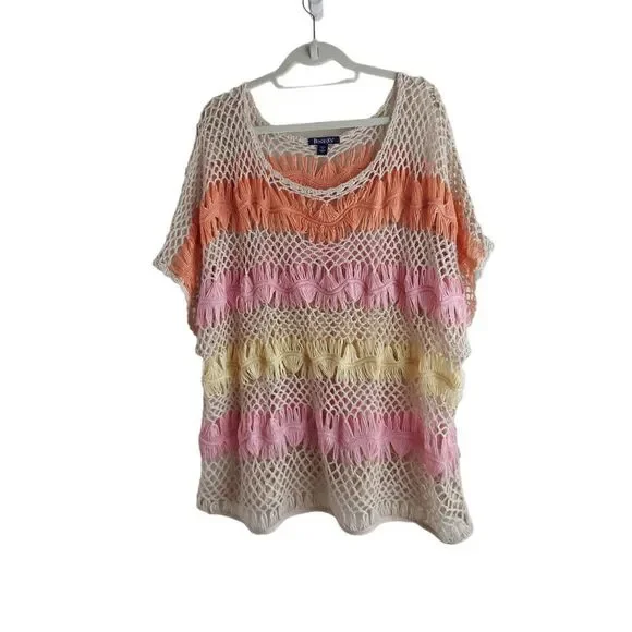 Roman's Multi Crochet Sheer Pullover - Picture 2 of 4